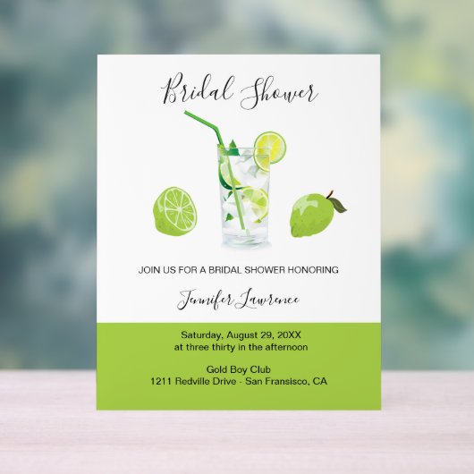 Tropical Citrus Green Lime Bridal Shower  Acryl Bord (Neutraal)