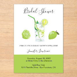 Tropical Citrus Green Lime Bridal Shower  Acryl Uitnodigingen