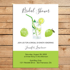Tropical Citrus Green Lime Bridal Shower  Kaart
