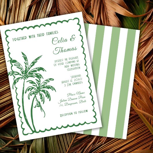 Tropical Coastal Retro Beach Destination Wedding Kaart