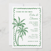 Tropical Coastal Retro Beach Destination Wedding Kaart (Voorkant)