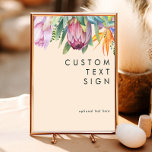 Tropical coloré | Cartes de pêche et cadeaux perso<br><div class="desc">Cette tropicale colorée | cartes pêche et cadeaux poster personnalisé est parfait pour votre destination boho moderne vert, violet, mariage pêche. Le design présente un élégant bouquet de verdure et de fleurs de plage classiques, dont l'eucalyptus vert sauge, le mauve et la protéa rouge, l'hibiscus rose rousse, l'oiseau de paradis...</div>