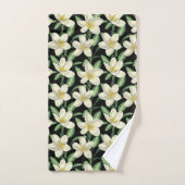 Tropical continu motif fleurs blanches feuille ver (Serviette à main)