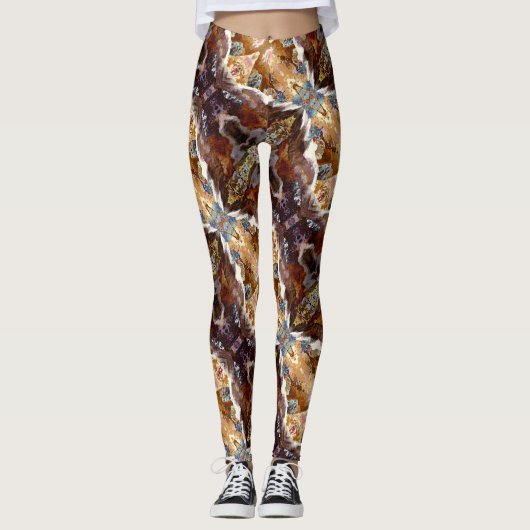 Tropical Coral Ocean Pattern Brown Leggings (Voorkant)