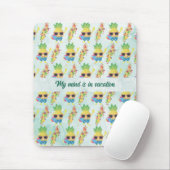 Tropical Cute Pineapple Pattern + Custom Text Muismat (Met muis)
