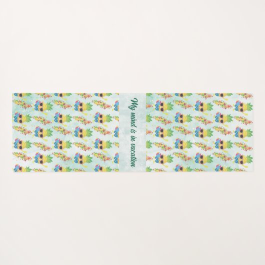 Tropical Cute Pineapple Pattern + Custom Text Yogamat (Achterkant (horizontaal))