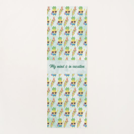 Tropical Cute Pineapple Pattern + Custom Text Yogamat (Voorkant)