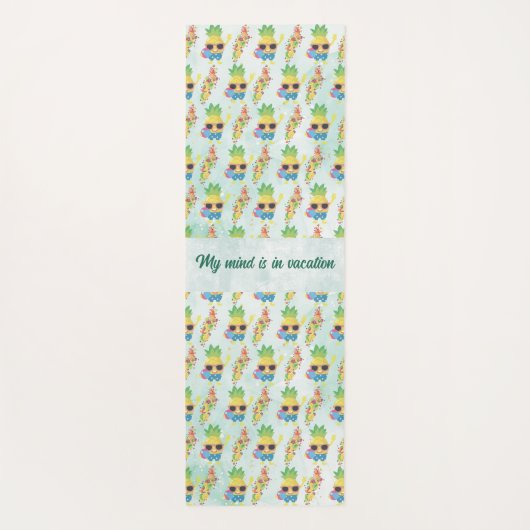 Tropical Cute Pineapple Pattern + Custom Text Yogamat (Achterkant)