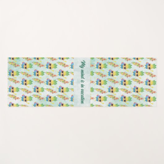 Tropical Cute Pineapple Pattern + Custom Text Yogamat (Voorkant (horizontaal))