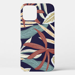 Tropical Dark: Creative Plant Print iPhone 12 Hoesje