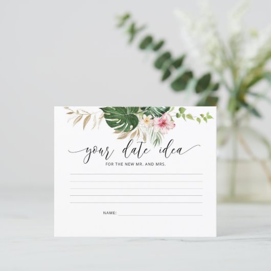 Tropical Date idées nuit. Carte de jonction de dat (Debout devant)