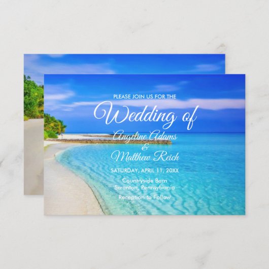 Tropical Destination Beach Zee Wedding Kaart (Voorkant / Achterkant)