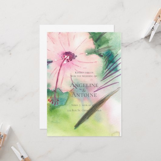 Tropical Destination Wedding Kaart (Voorkant / Achterkant in situ)