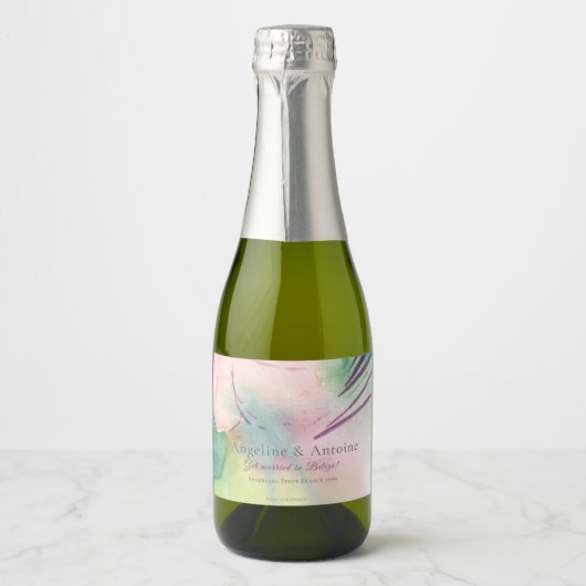 Tropical Destination Wedding Sparkling Wijnetiket (Voorkant)