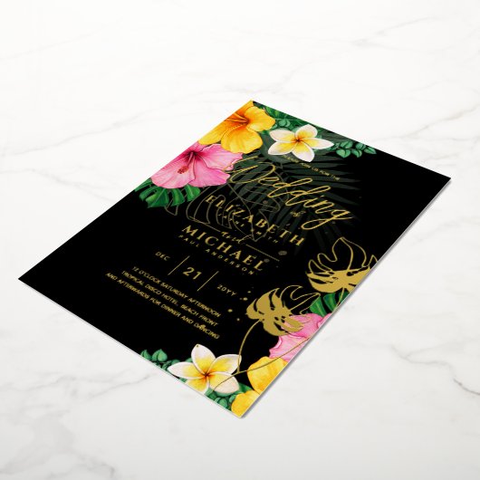 Tropical Disco Faire-part de mariage Gold Black (Rotation)