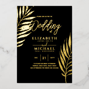 Tropical Disco Faire-part de mariage Gold Black