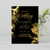 Tropical Disco Faire-part de mariage Gold Black Fo (Debout devant)