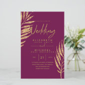 Tropical Disco Faire-part de mariage Gold Feuilles (Debout devant)