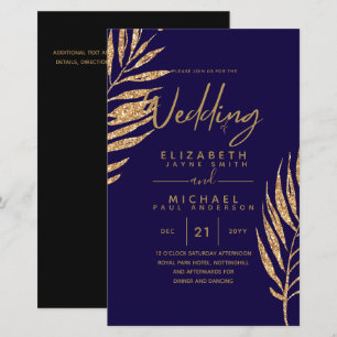 Tropical Disco Faire-part de mariage Gold Feuilles