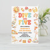 Tropical Dive into Five Pool Party Invitation Kaart (Staand voorkant)