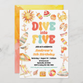 Tropical Dive into Five Pool Party Invitation Kaart (Voorkant / Achterkant)