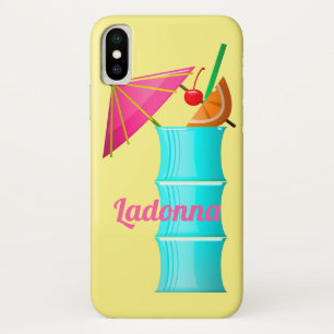 Tropical drink Hawaiian cocktail yellow blue pink iPhone X Hoesje