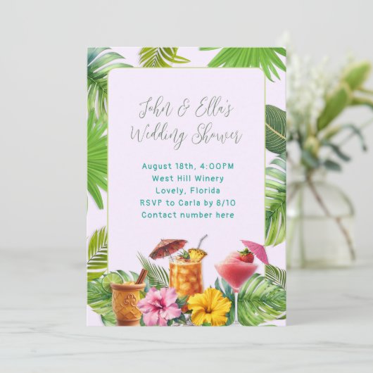 Tropical Drinks Couples Shower invitation (Debout devant)