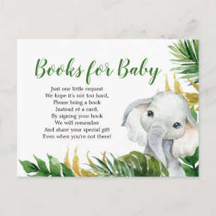 Tropical Elephant Boy Baby shower Boeken voor Baby Uitnodiging Briefkaart