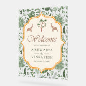 Tropical Elephant Indian Wedding Welcome Acryl Bord (Hoek)