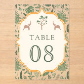 Tropical Elephant Wedding Acrylic Table Number Acryl Uitnodigingen (Voorkant)