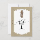 Tropical Exotic Floral Gold Ananas Numéro de table (Devant)