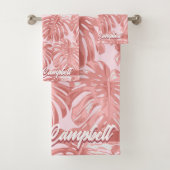 Tropical Feminine Pink Jungle Feuilles Nom (En situation)