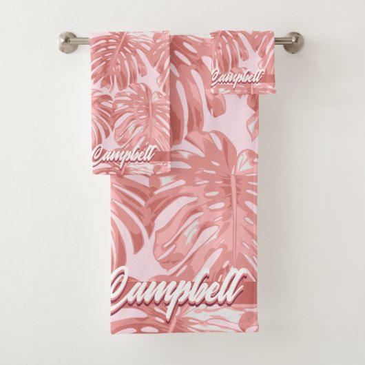 Tropical Feminine Pink Jungle Feuilles Nom (En situation)