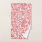 Tropical Feminine Pink Jungle Feuilles Nom (Serviette à main)