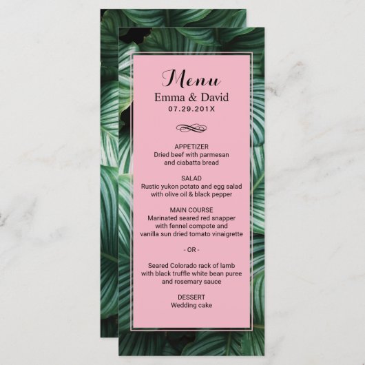 Tropical Feuille Modern Luau Menu Mariage (Devant / Derrière)