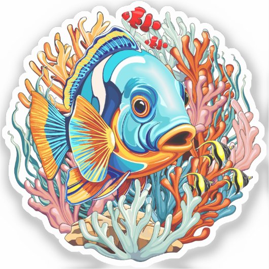 Tropical Fish Colorful Summer Vibes Sticker (Voorkant)