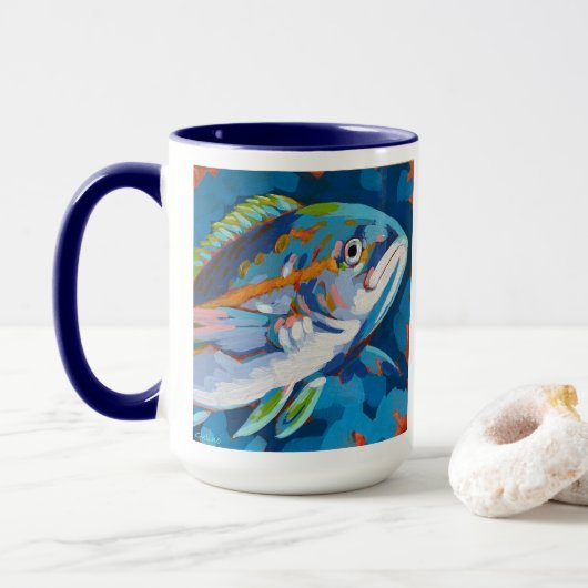 Tropical Fish Painting - Beach Home Decor Mok (Met donut)