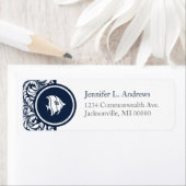 Tropical Fish Thème Marine Damask Étiquettes de ad (En situation)