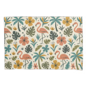 Tropical Flamingo and Palm Tree Pattern Kussensloop (Voorkant-Links)