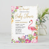 Tropical Flamingo Baby shower Bloemenuitnodiging Kaart (Staand voorkant)