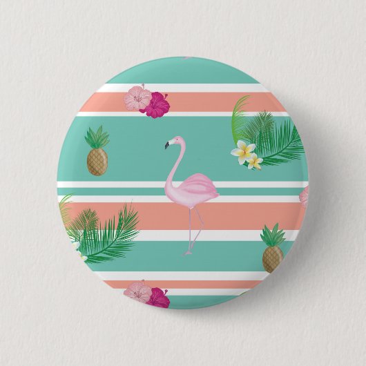 Tropical Flamingo Button Badge (Voorkant)