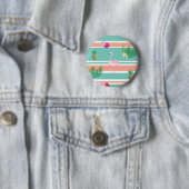 Tropical Flamingo Button Badge (In situ)