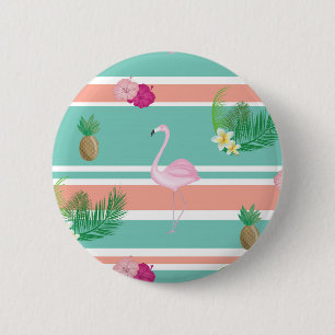 Tropical Flamingo Button Badge