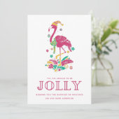Tropical Flamingo Florida Beach Kerstmis Feestdagenkaart (Staand voorkant)
