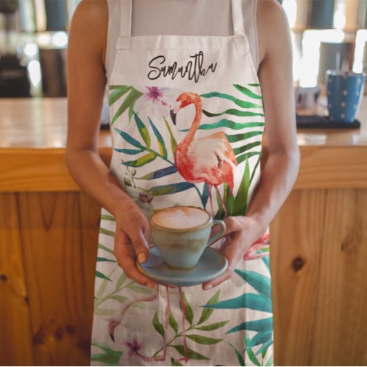 Tropical Flamingo gepersonaliseerde all-over print Schort