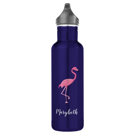 "Tropical Flamingo" Gepersonaliseerde Matte Blue Waterfles (Rechts)