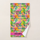 Tropical Flamingo Pickleball (Serviette à main)