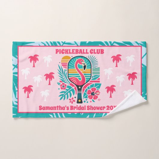 Tropical Flamingo Pickleball Club Shower de Mariée (Serviette à main)