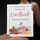 Tropical Flamingo Roze Gastenboek Baby shower Poster