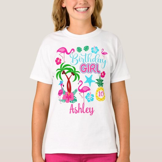 Tropical Flamingo Verjaardag Shirt (Voorkant)
